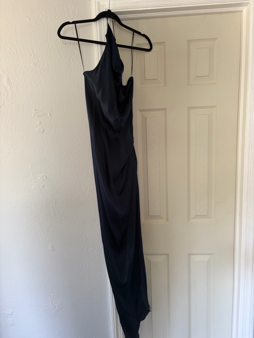 Amanda Uprichard Navy One-Shoulder Slip Dress